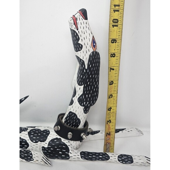 Oaxacan Painted Mexican Folk Art Dog Leather Collar Alebrije Wood By Juan 15x11" - Picture 16 of 16